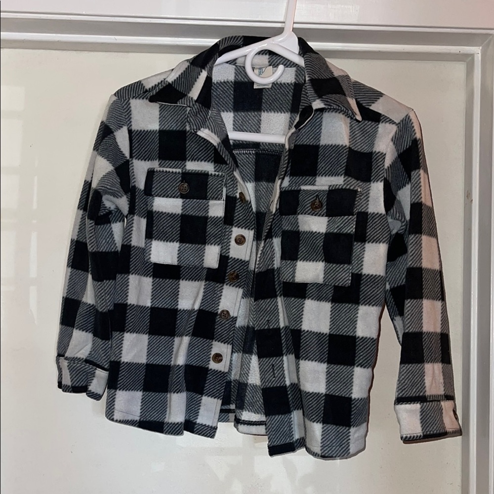 Black and White Plaid Button-Up Shirt